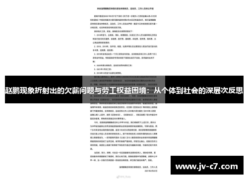 赵鹏现象折射出的欠薪问题与劳工权益困境：从个体到社会的深层次反思
